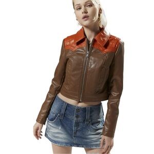 Silence +Noise Mariah Faux leather western jacket